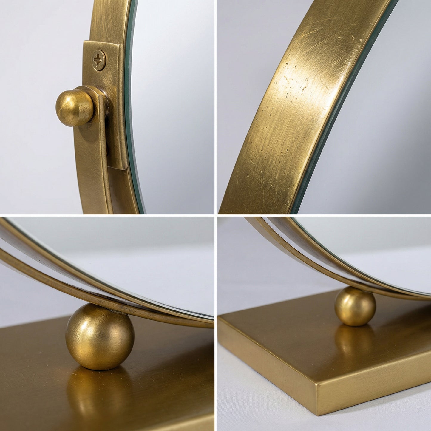 Miroir de Table Rond Doré Élégant