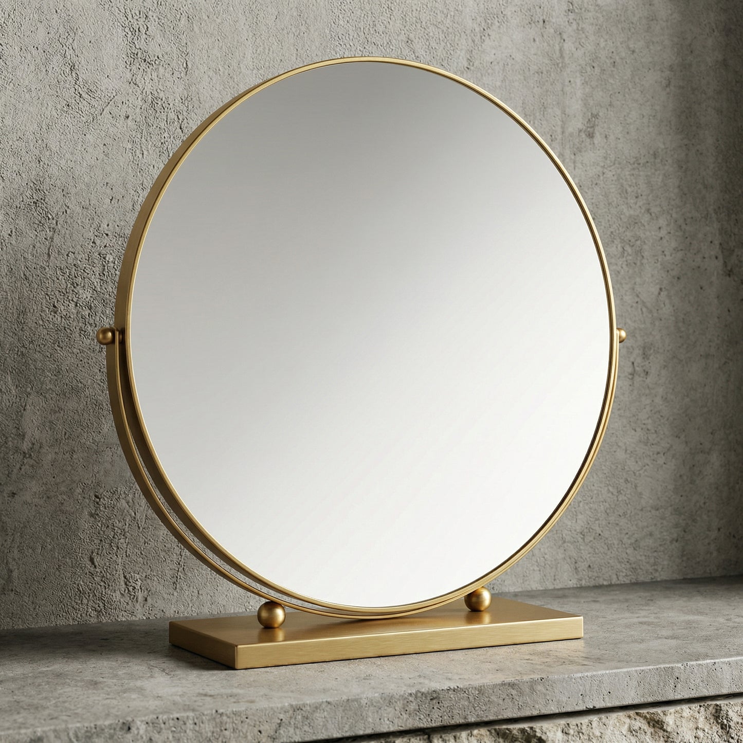 Miroir de Table Rond Doré Élégant