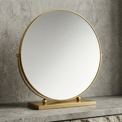 Miroir de Table Rond Doré Élégant