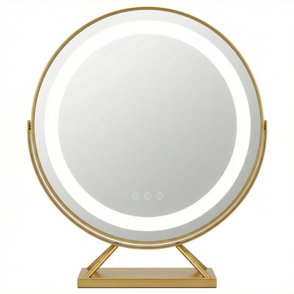 Miroir de Maquillage LED Rotatif Doré