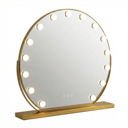 Miroir Hollywood Rond LED Doré Luxe