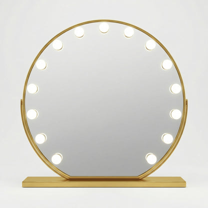 Miroir Hollywood Rond LED Doré Luxe