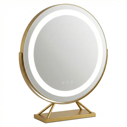 Miroir de Maquillage LED Rotatif Doré