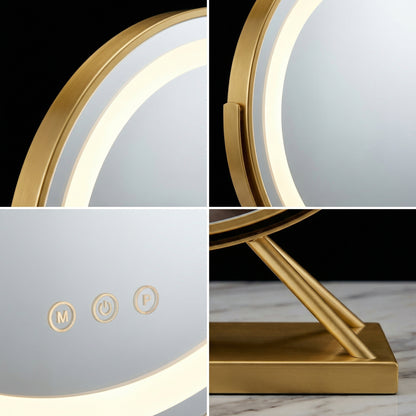 Miroir de Maquillage LED Rotatif Doré