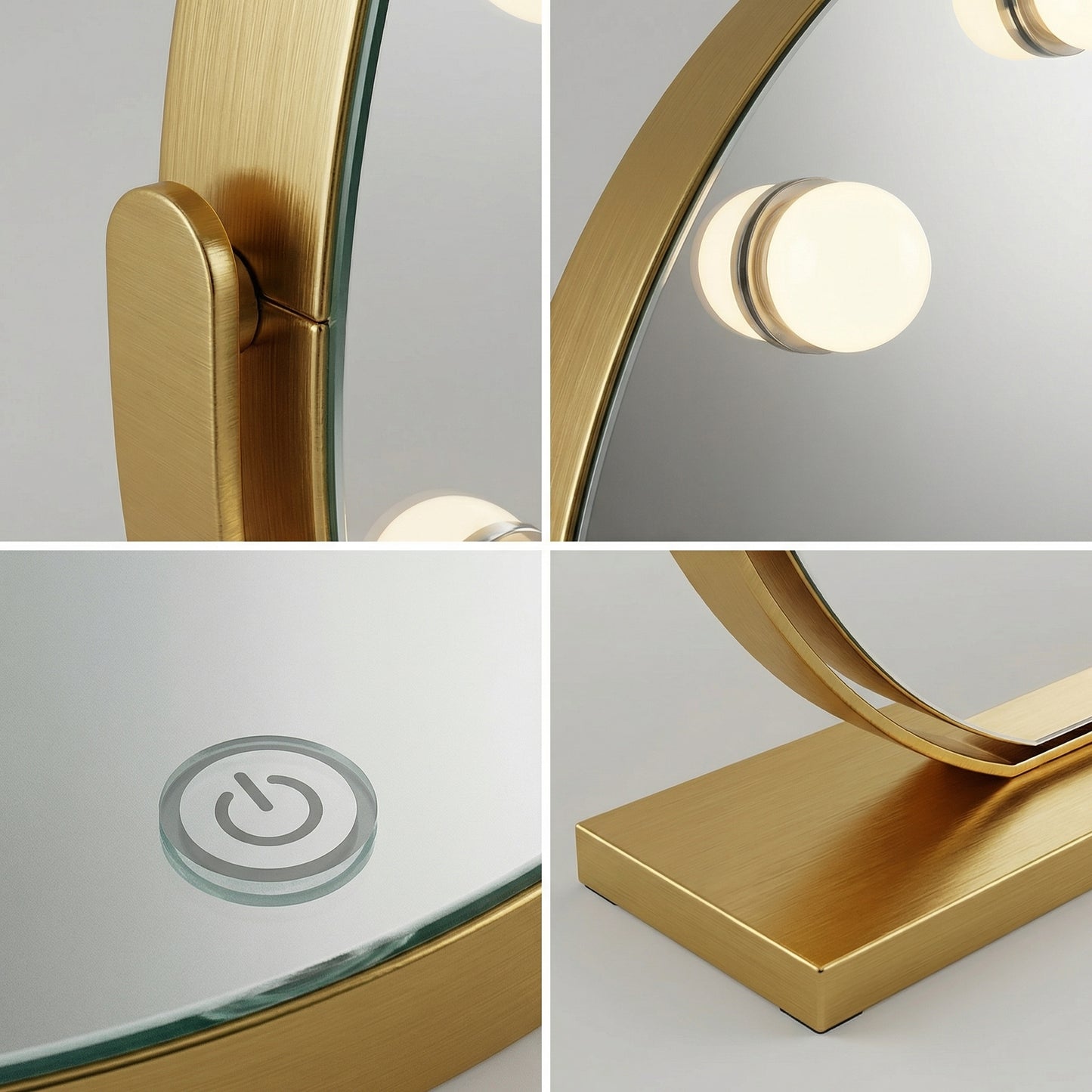 Miroir Hollywood Rond LED Doré Luxe