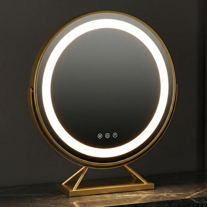 Miroir de Maquillage LED Rotatif Doré