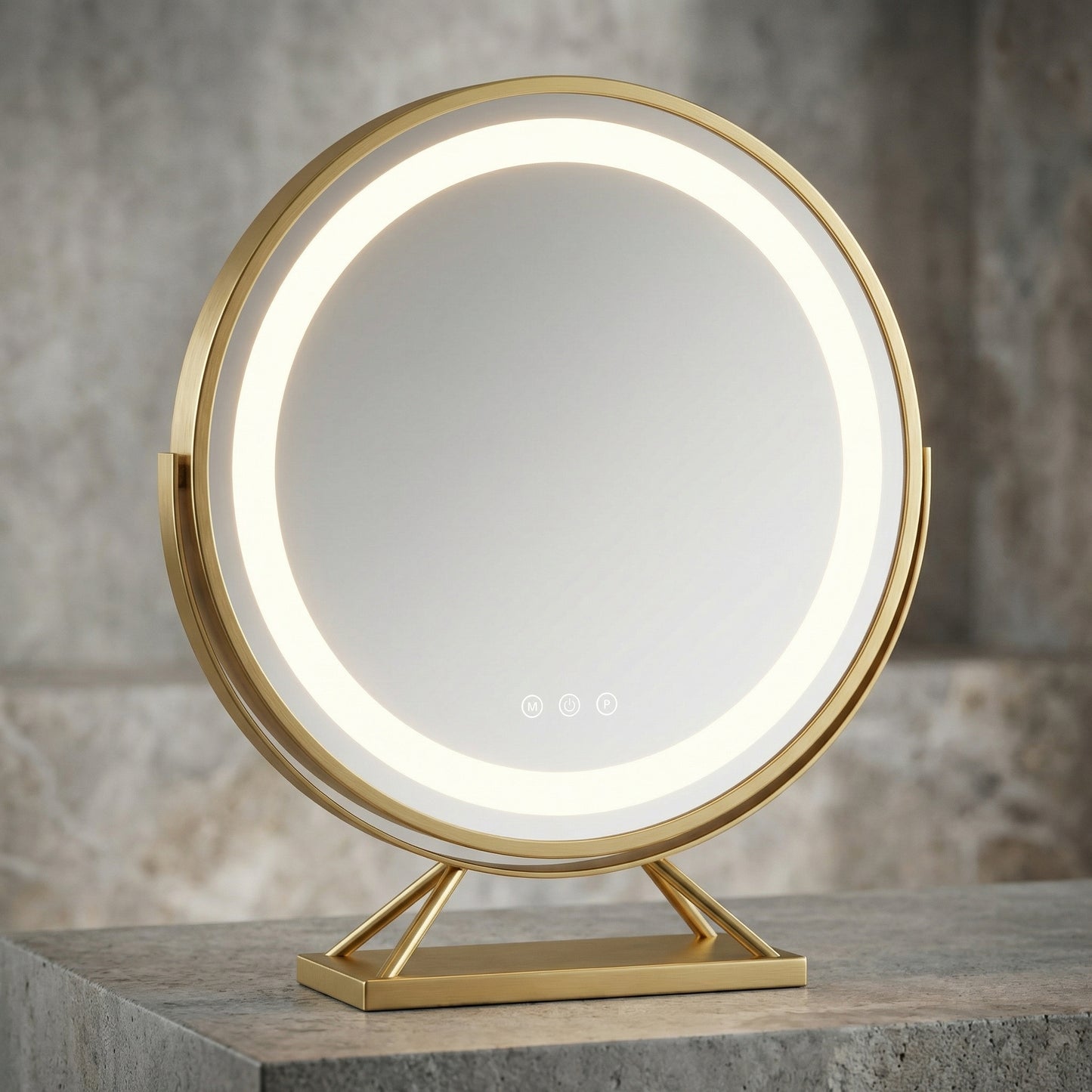 Miroir de Maquillage LED Rotatif Doré