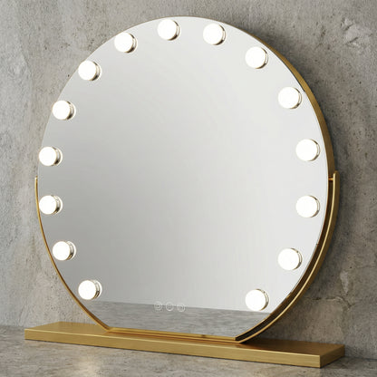 Miroir Hollywood Rond LED Doré Luxe