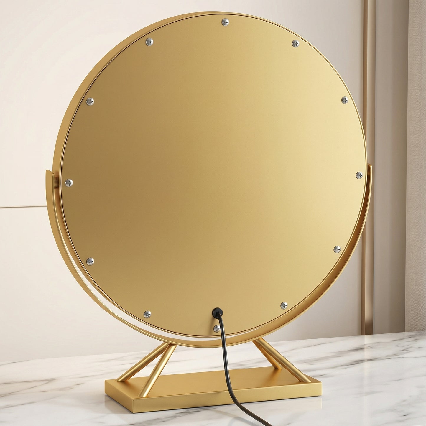 Miroir de Maquillage LED Rotatif Doré