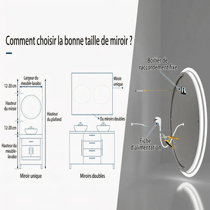 Lumivara – Miroir LED Rond Salle de Bain