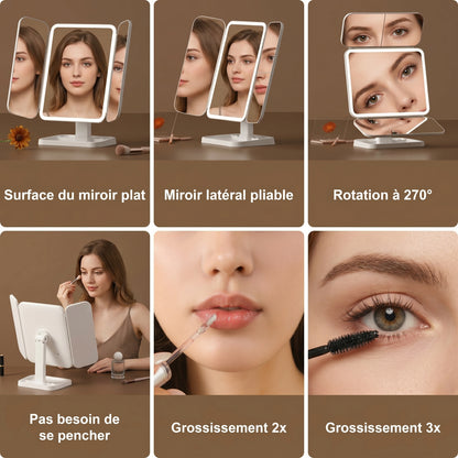 Lumirève – Miroir Coiffeuse LED Triptyque