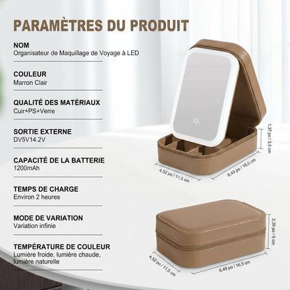 Lumirine – Miroir de Coiffeuse LED Lumineux avec Rangement