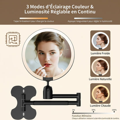 Lumivara – Miroir de Maquillage LED Mural