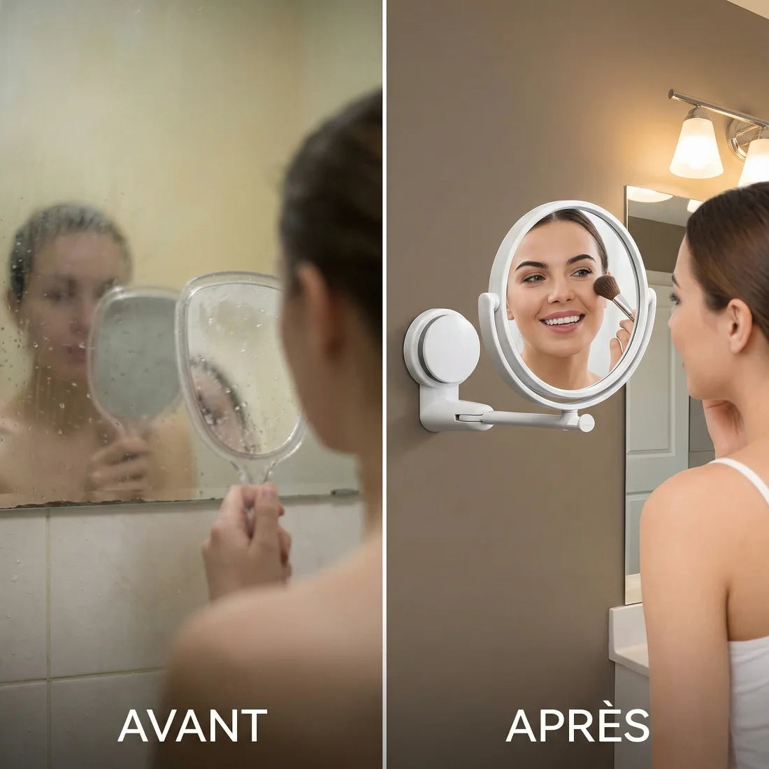 Visiopur - Miroir Mural Articulé à Ventouse