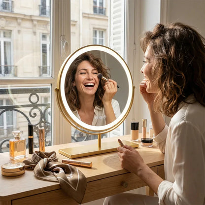 Miroir de Table LED Doré Élégant - Mecor