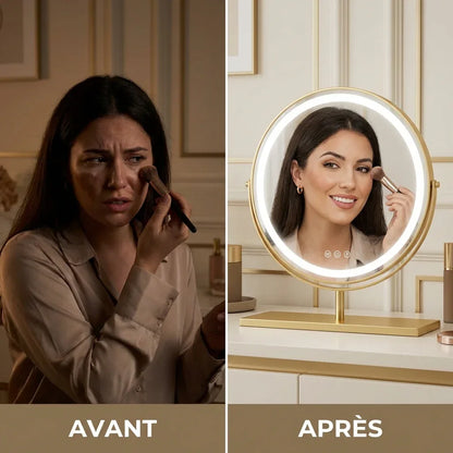 Miroir de Table LED Doré Élégant - Mecor